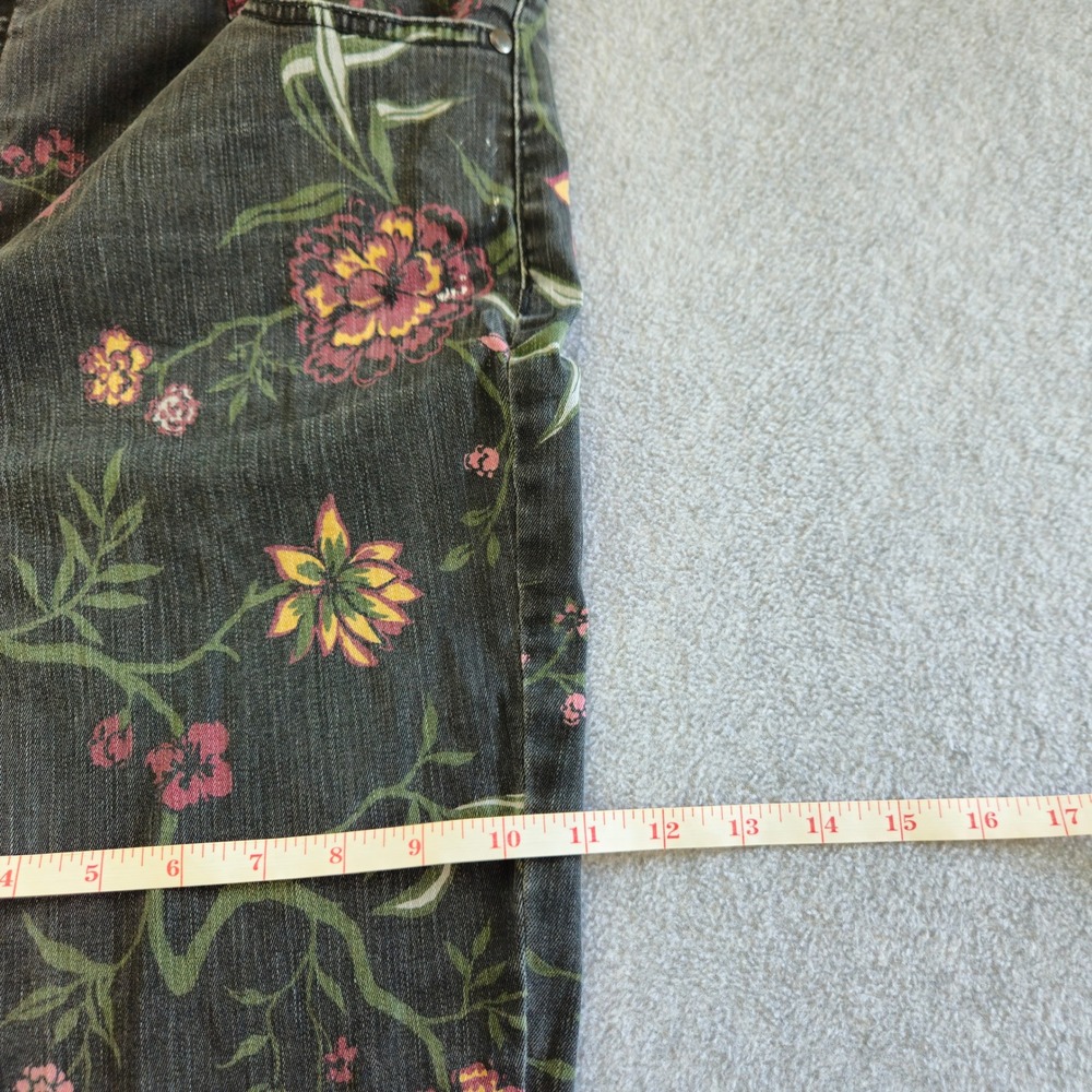 BANDOLINO | AMY | Womens Sz 12 Straight Leg Jeans Black Floral Print Whimsigoth - Picture 15 of 16